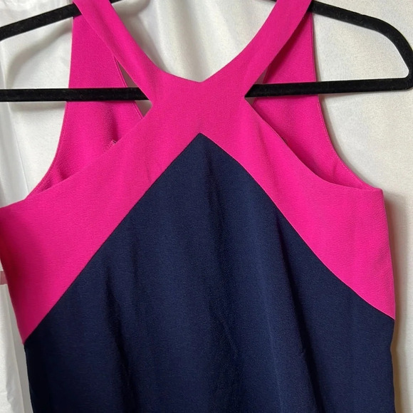 Felicity & Coco Navy Pink Sleeveless Shift Dress Small Petite SP Colorblock - Picture 6 of 6